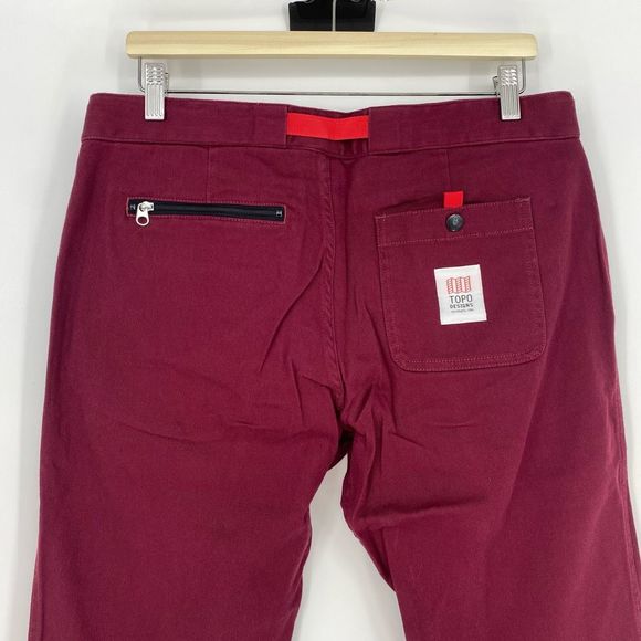 Topo Designs Womens Climb Pants Size L Organic Cotton Outdoor Hiking NWT Burgund - Picture 4 of 15